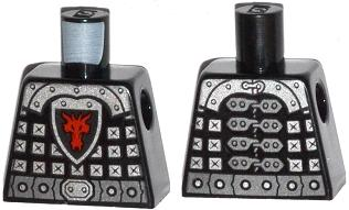 Lego Torso Castle Dragon Knight Scale Mail with Dragon Shield and Shoulder Armor Front and Back Pattern / Black