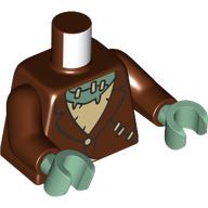 Lego Torso, Jacket, Stiches, Tan Shirt, Sand Green Chest, Scar print, Reddish Brown Arms, Sand Green Hands