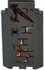 Lego Panel 3 x 3 x 6 Corner Wall without Bottom Indentations with Bricks, Wooden Boards, Vine with Thorns and Spider Pattern (Sticker) - Set 79014 / Dark Bluish Gray