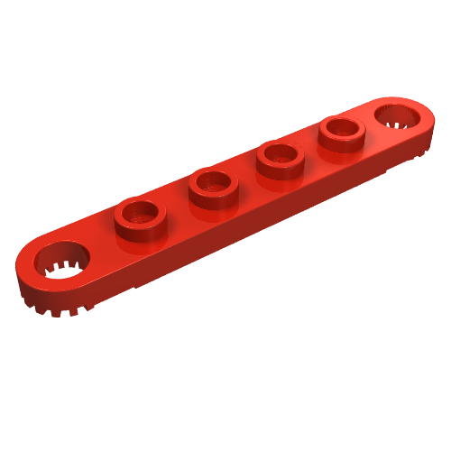 Lego Technic Plate 1 x 6 with Toothed Ends / Red