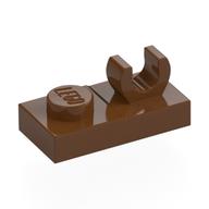 Lego Plate Special 1 x 2, Top Clip [Open O] / Reddish Brown