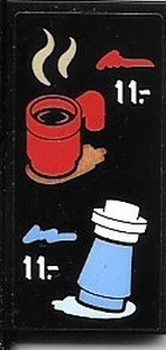 Lego Tile 2 x 4 with Menu with Coffee Cup, Bottled Drink and '11.-' Pattern (Sticker) - Set 40488