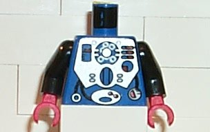 Lego Torso Aquazone Hydronaut Silver Diving Pattern 2 / Black Arms / Red Hands