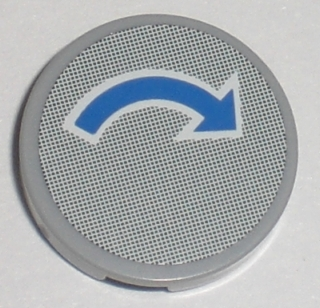 Lego Tile, Round 2 x 2 with Blue Curved Arrow with White Outline Pattern (Sticker) - Set 7990