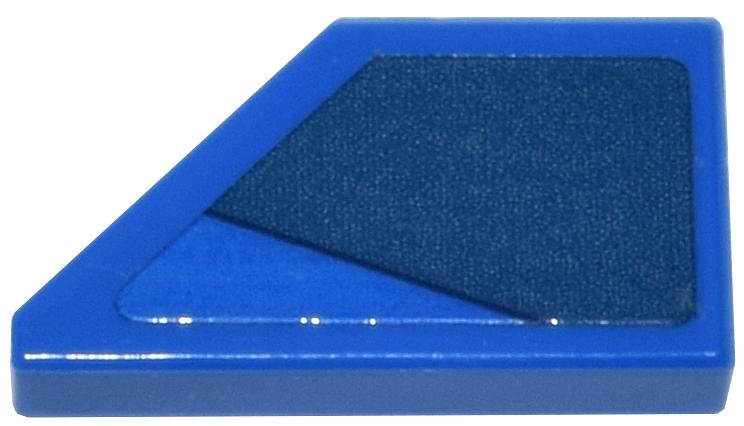 Lego Tile, Modified 1 x 2 Wedge Right with Dark Blue Panel Pattern (Sticker) - Set 77249