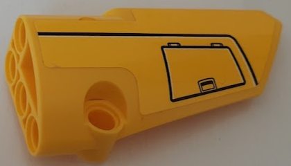 Lego Technic, Panel Fairing # 4 Small Smooth Long, Side B with Hatch with Handle and Black Line Pattern (Sticker) - Set 42121