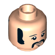 Lego Minifig Head Ringo (The Beatles), Eyebrows, Sideburns, Moustache, Neutral / Smiling Print