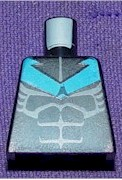 Lego Torso Batman Nightwing Blue V Logo and Muscles Pattern / Black