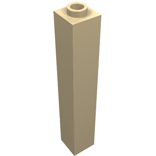 Lego Brick 1 x 1 x 5 with Blocked Open or Hollow Stud / Tan