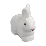 Lego Animal, Rabbit / Bunny with Black Eyes and Mouth - Pink Nose Print / White