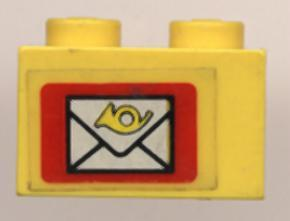 Lego Brick 1 x 2 with Mail Envelope Pattern (Sticker) - Set 6362