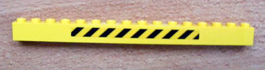 Lego Brick 1 x 16 with Black and Yellow Danger Stripes Pattern (Sticker) - Set 7243