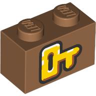 Lego Brick 1 x 2 with Yellow Key Print