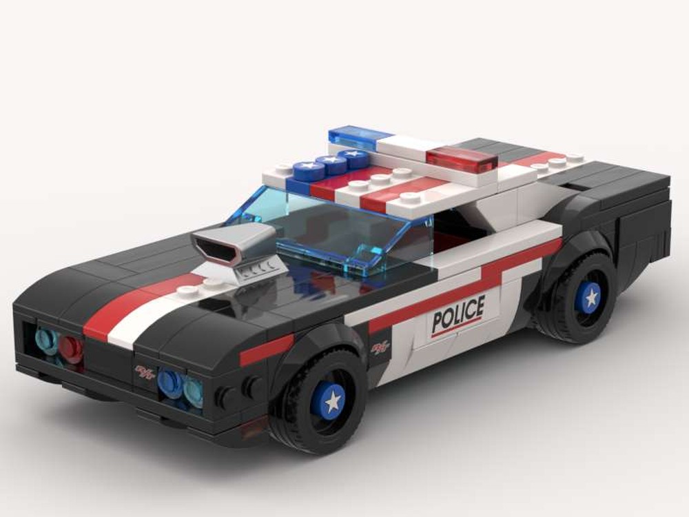 Lego Patriotic Police Muscle Patrol Car – Unusual Black & White Unit