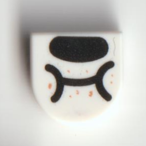 Lego Tile Round 1 x 1 Half Circle with Snout, Crumbs Print / White