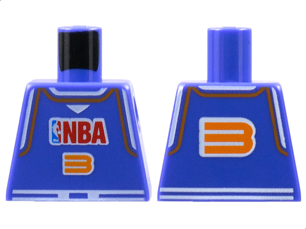 Lego Torso Basketball Jersey Tank Top with White Trim, NBA Logo, and Orange Number 3 Pattern / Violet