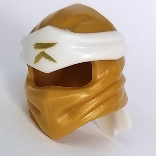 Lego Wrap with Long Back Knot, White Band Pattern with Gold Asian Symbol print