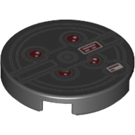 Lego Tile Round 2 x 2 with 4 Dark Red Circles Print / Black