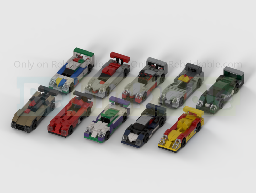 Lego Pack Of 10 2000's Le Mans Racing Cars - Half Speed Champions Scale