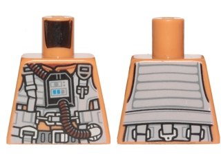 Lego Torso SW Resistance Pilot Flight Suit with Straps and Brown Hose Pattern / Medium Nougat