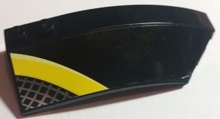 Lego Wedge 8 x 3 x 2 Open Right with Thick Curved Yellow Line and Gray and White Grid Pattern (Sticker) - Set 8166