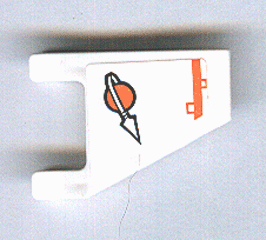 Lego Flag 2 x 2 Trapezoid with Flat Edge with Orange Line and Modified Classic Space Logo Pattern (Sticker) - Set 7647
