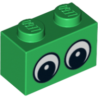 Lego Brick 1 x 2 with Two Eyes with White Pupils Print