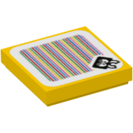 Lego Tile 2 x 2 with Skuttlebug and Barcode Print (Sticker) / Yellow