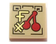 Lego Tile 2 x 2 with Red Cherries and Gold Ninjago Logogram '59' on Tan Background Pattern (Sticker) - Set 70607
