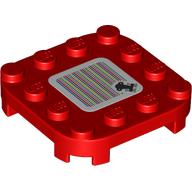 Lego Plate Round Corners 4 x 4 x 2/3 Circle with Reduced Knobs with Throne and Barcode Print (Sticker)