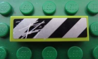 Lego Tile 1 x 3 with Danger Stripes and Scratches Pattern 2 (Sticker) - Set 8189