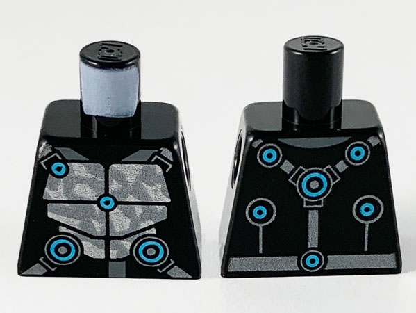 Lego Torso Armor, Silver Plates and Medium Azure Circles Pattern / Black