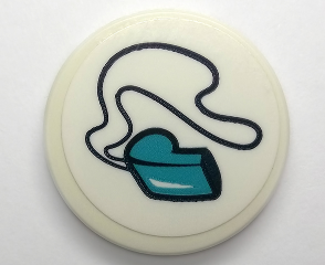 Lego Tile, Round 2 x 2 with Bottom Stud Holder with Dark Azure Sports Whistle Pattern (Sticker) - Set 41330