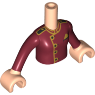 Lego Minidoll Torso Girl with Dark Red Uniform, Gold Trim print, Light Nougat Arms and Hands