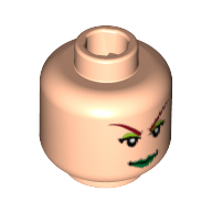Lego Minifig Head Poison Ivy, Red Eyebrows, Green Lips Print [Blocked Open Stud]