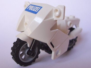 Lego Motorcycle City with Black Chassis, LBG Wheels and Fairing with 'POLIZEI' on Blue Background Pattern (Sticker) - Sets 7235-2 / 7744