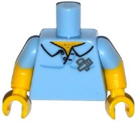 Lego Torso Shirt Open Collar with Chest Hair, Hammer and Saw Pattern / Yellow Arms with Molded Bright Light Blue Short Sleeves Pattern / Yellow Hands