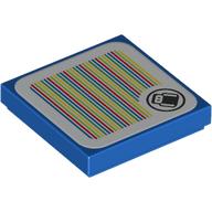 Lego Tile 2 x 2 with Dorrie and Barcode Print (Sticker) / Blue