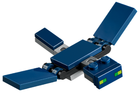 Lego Minecraft Phantom (Light Bluish Gray 2 x 3 Plate Base, Dark Blue Bracket) - Brick Built