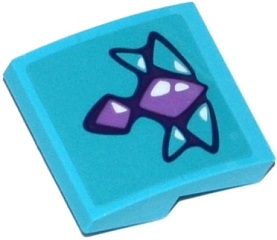 Lego Slope, Curved 2 x 2 x 2/3 with Medium Lavender and Medium Azure Geometric Dragon Scales Pattern (Sticker) - Set 41172 / Medium Azure