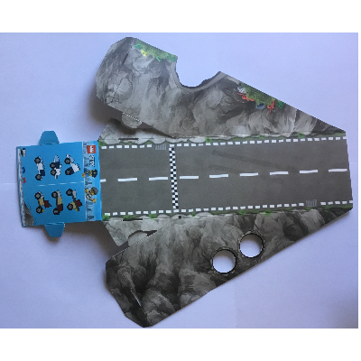 Lego Ramp with Tunnel, Checkered Startline, White Stripes and Tire Tracks Print