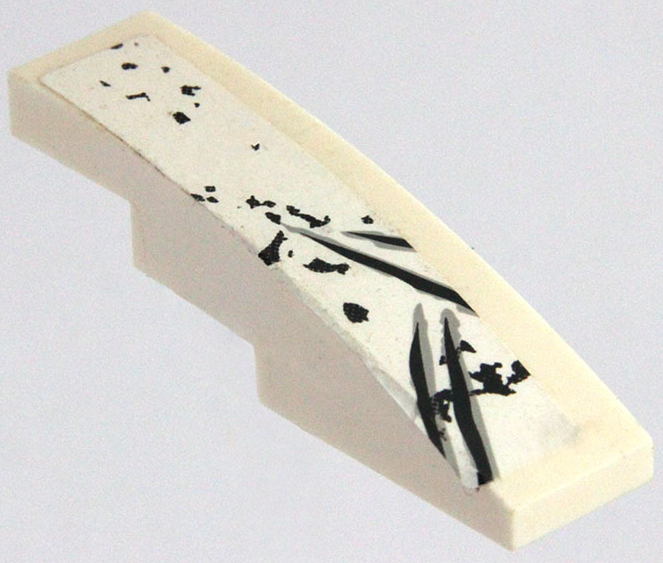 Lego Slope, Curved 4 x 1 with Black and Light Bluish Gray Scratches Pattern 3 (Sticker) - Set 70009