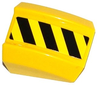 Lego Slope, Curved 2 x 2 Lip with Black and Yellow Danger Stripes Pattern Model Left Side (Sticker) - Set 70814