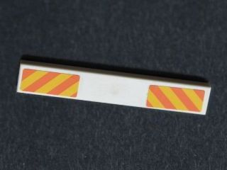 Lego Tile 1 x 6 with Orange and Yellow Danger Stripes Pattern (Stickers) - Set 7747 / White