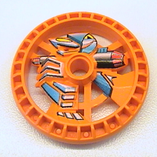 Lego Technic Disc 5 x 5 Notched, Skeleton Print / Orange