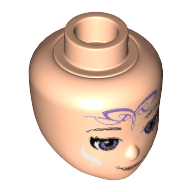 Lego Minidoll Head with Medium Lavender Eyes, Closed Mouth Smile and Elves Tribal Print (Aira) / Light Nougat