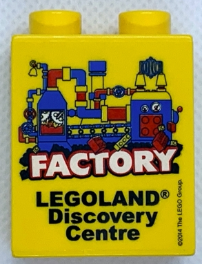 Lego Duplo, Brick 1 x 2 x 2 with LEGOLAND Discovery Centre Factory 2014 Pattern