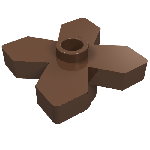 Lego Plant, Flower 2 x 2 Leaves - Angular / Brown