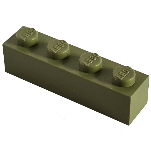 Lego Modulex Brick 1 x 4 with LEGO on Stud / Modulex Olive Green