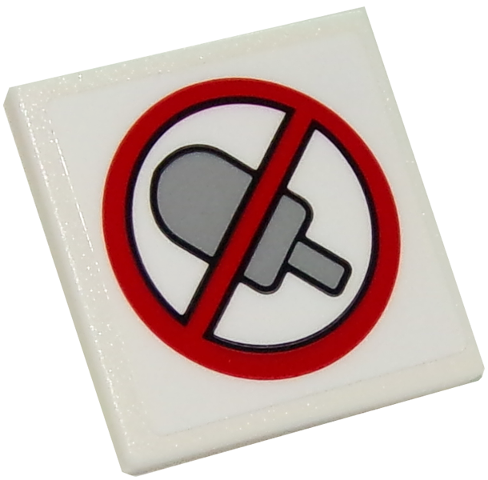 Lego Road Sign 2 x 2 Square with Open O Clip with No Popsicles Pattern (Sticker) - Set 10261